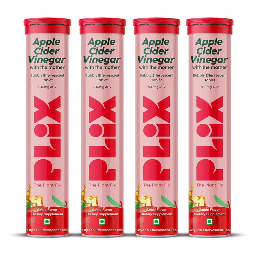 PLIX Apple Cider Vinegar effervescent tablet dissolving in water for an easy daily dose.