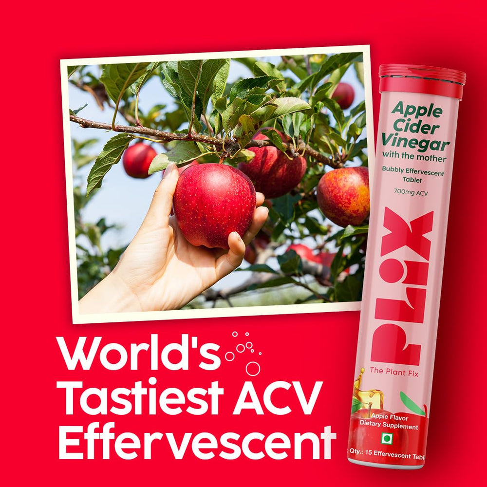 PLIX ACV tablet in a glass ready to fizz for a quick wellness sip.