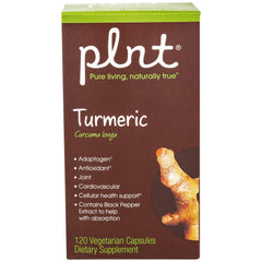 plnt turmeric capsules closeup shows vegetarian formula for convenient daily intake