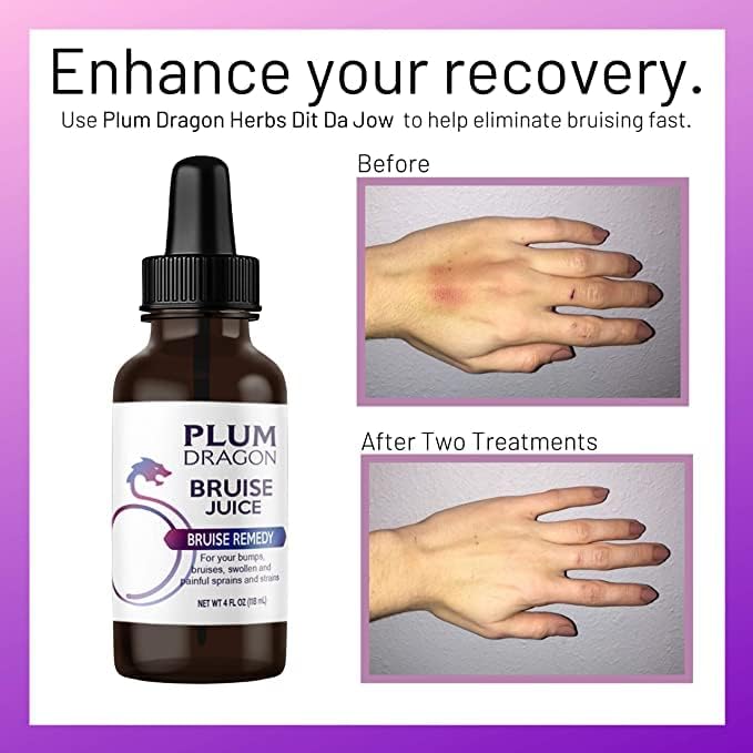 Plum Dragon bruise juice herb blend closeup highlighting authentic whole-herb formula.