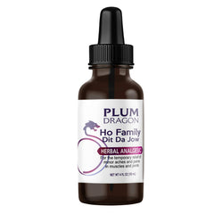 Plum Dragon Ho Family Dit Da Jow in amber jar for topical post-activity care.