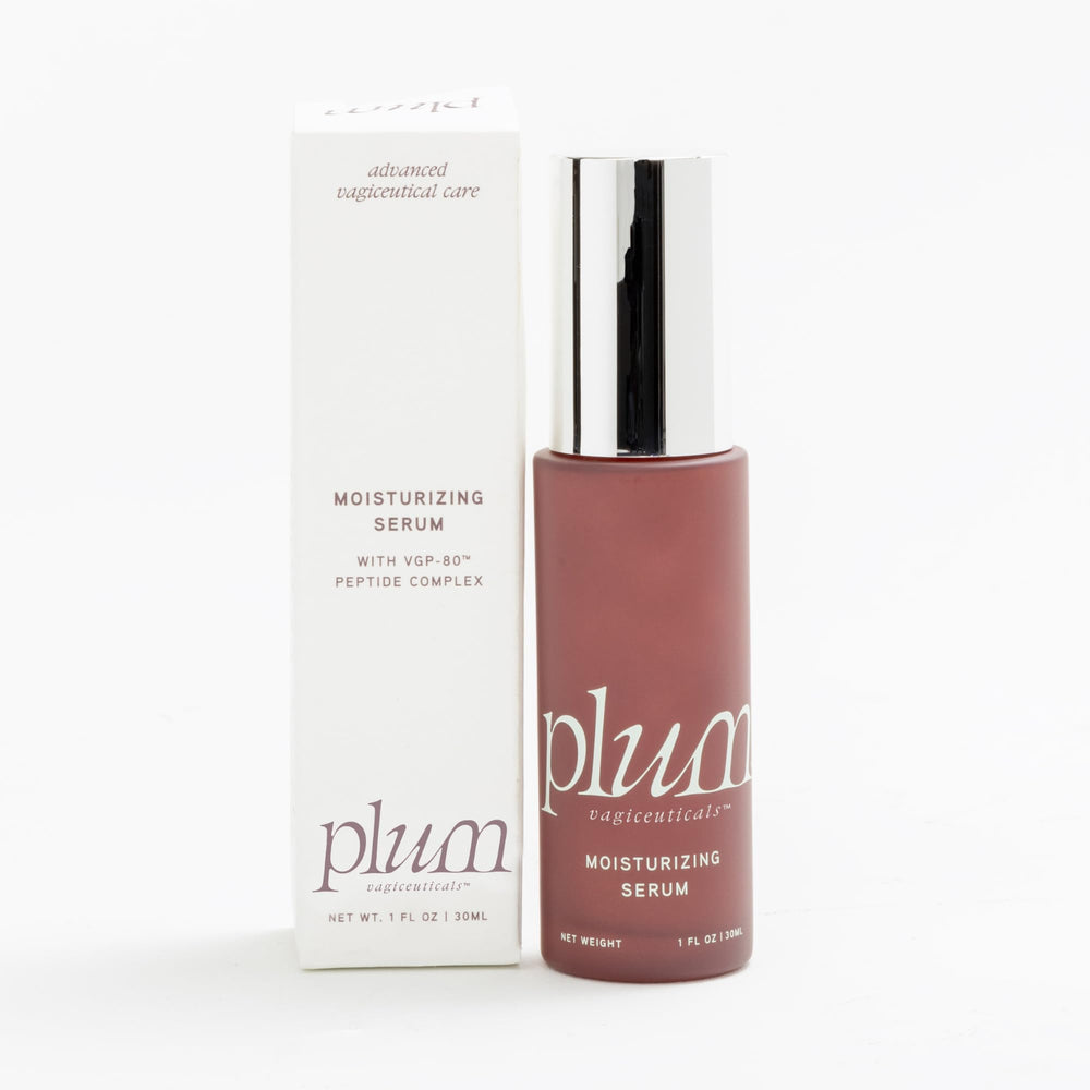 PLUM Vagiceuticals bottle pour shows mess-free, targeted moisture delivery for comfort
