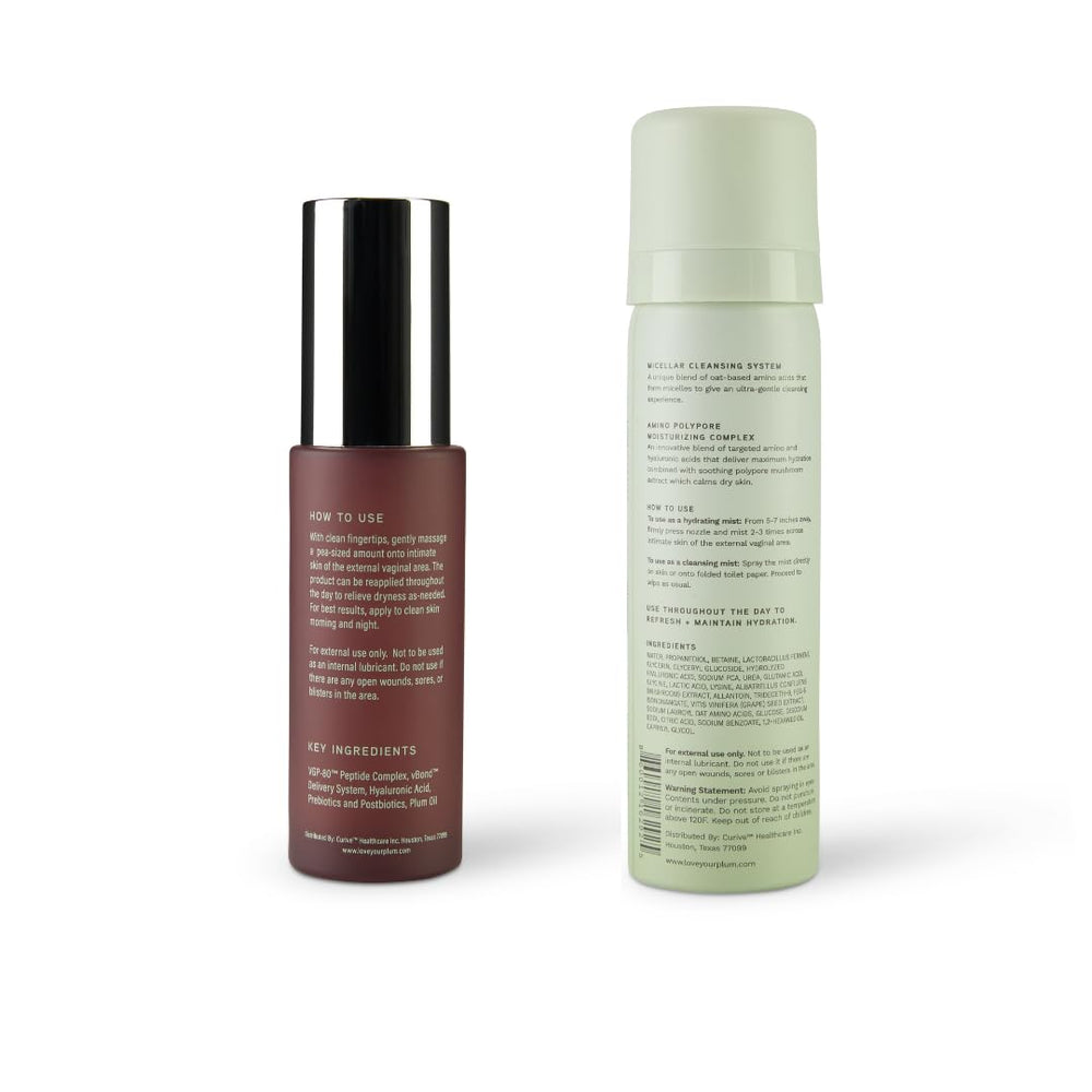 PLUM Vagiceuticals cleansing mist bottle provides gentle cleansing for sensitive intimate areas.