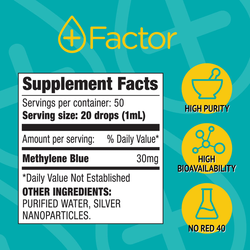Plus Factor bottle pour demonstrates easy daily dosing for concentration support