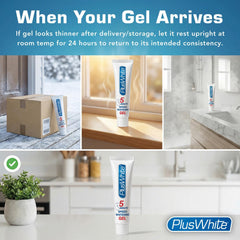 Plus White Speed Whitening Gel being applied with a toothbrush for easy home use.