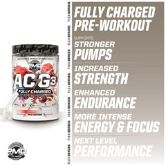 PMD ACG3 Fully Charged label highlighting transparent ingredient amounts.