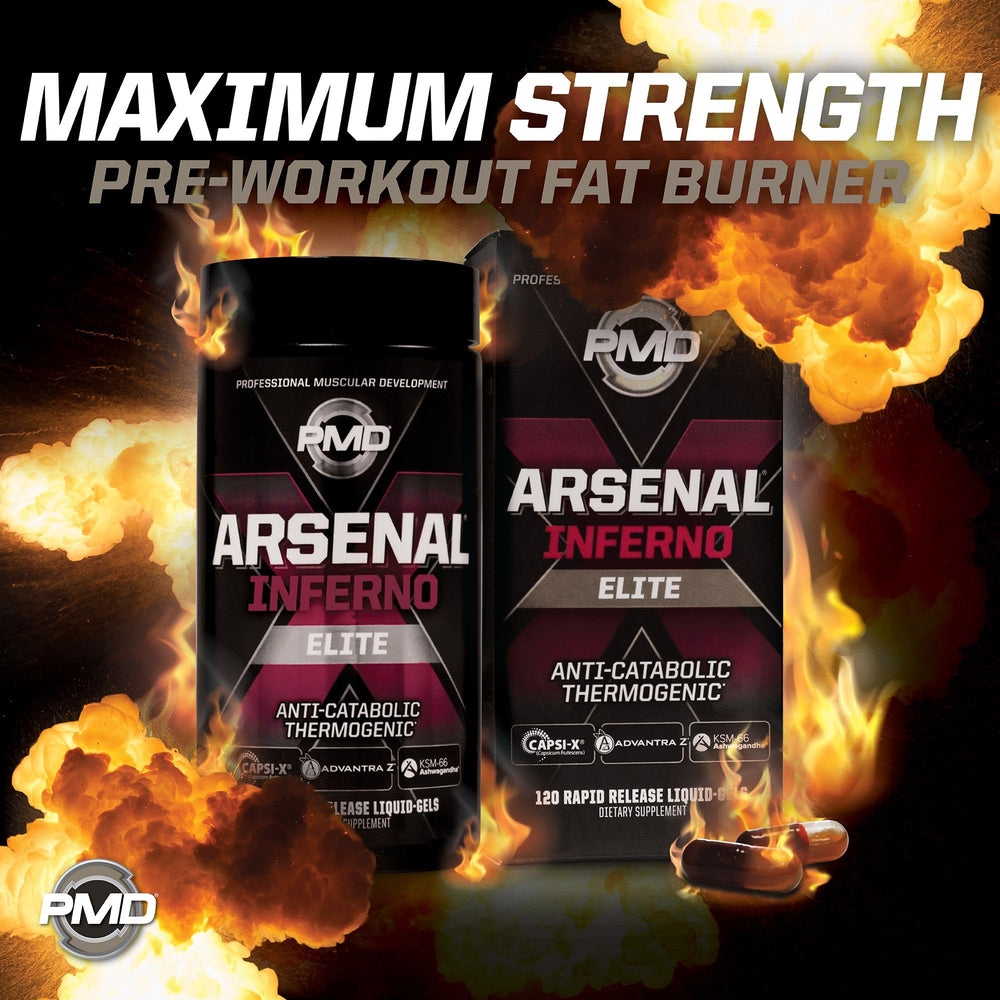 PMD Arsenal X Inferno hero shot showcasing a fitness lifestyle