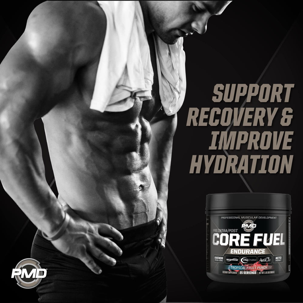 PMD Core Fuel Endurance intra-workout mix maintains power and intensity.