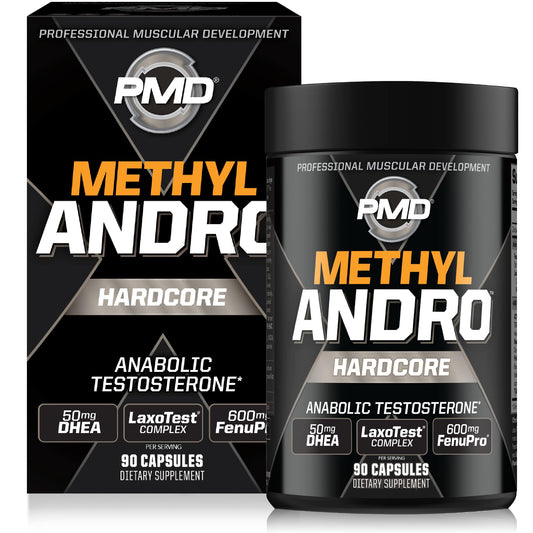PMD Methyl Andro bottle pour for easy daily workout support.