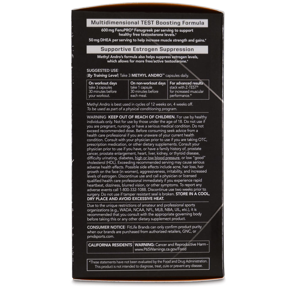 PMD Methyl Andro LaxoTest Complex ingredients showcased.