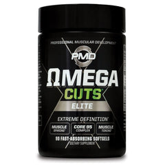PMD Omega Cuts Elite softgels pack for easy daily use and keto-friendly support.