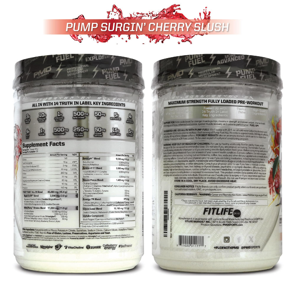 PMD Pump Fuel Insanity Cherry Slush premium packaging on shelf