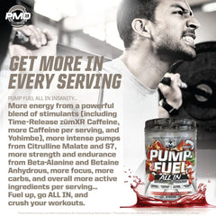 PMD Pump Fuel label graphic demonstrates transparent ingredient amounts for smooth energy.