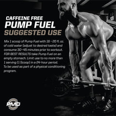 PMD Pump Fuel Ultra Caffeine Free nutrition label with caffeine options explained.