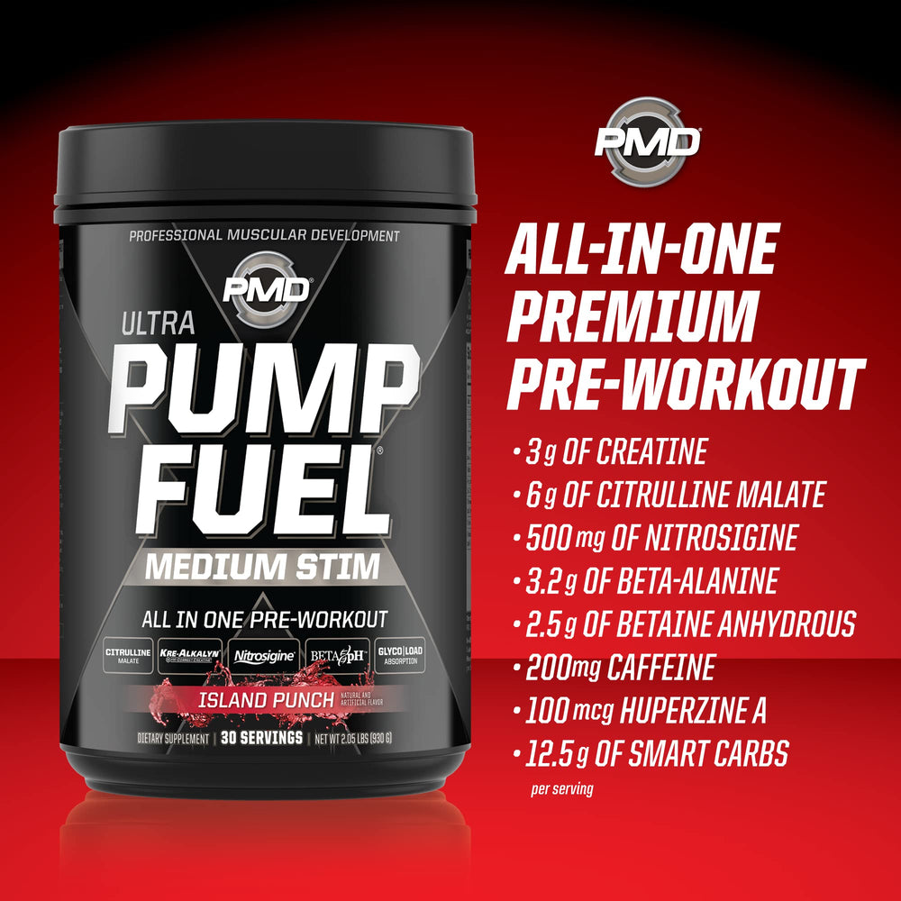 PMD Pump Fuel Ultra Island Punch back-of-pack close-up emphasizes label transparency