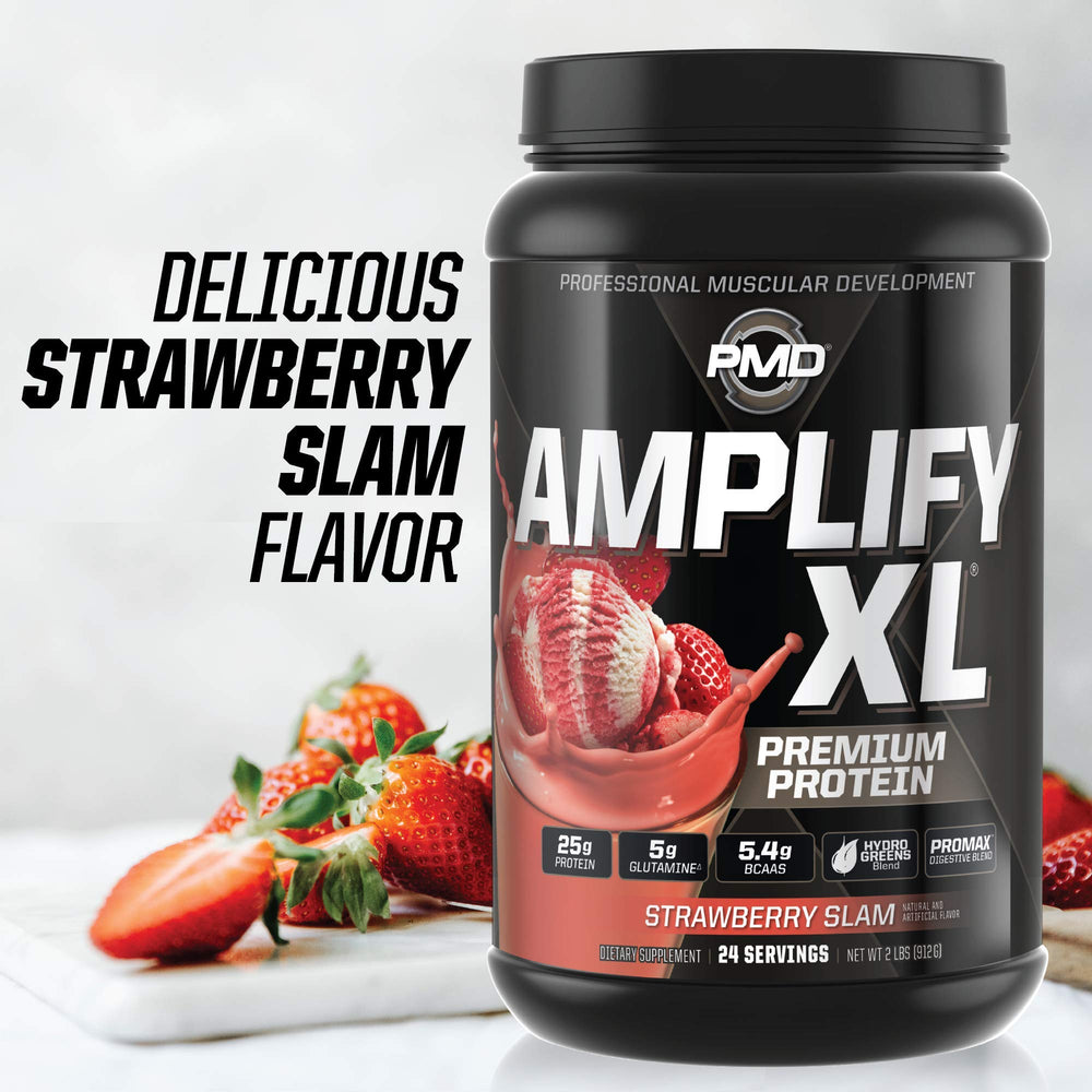 PMD Amplify XL Promax Digestive Enzyme Blend label emphasizes digestion support.