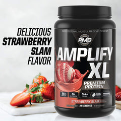 PMD Amplify XL Promax Digestive Enzyme Blend label emphasizes digestion support.