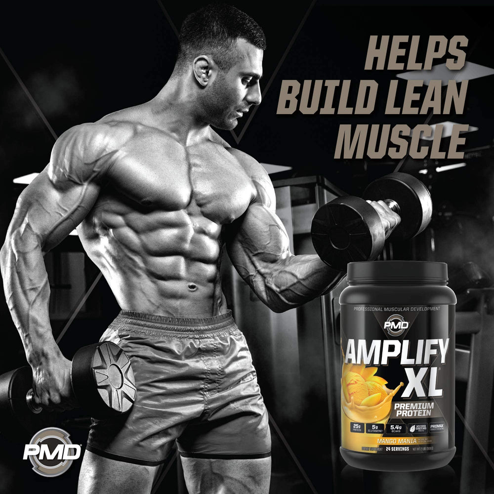 PMD Sports Amplify XL Mango Mania shaker ready for post-workout nutrition on the go.