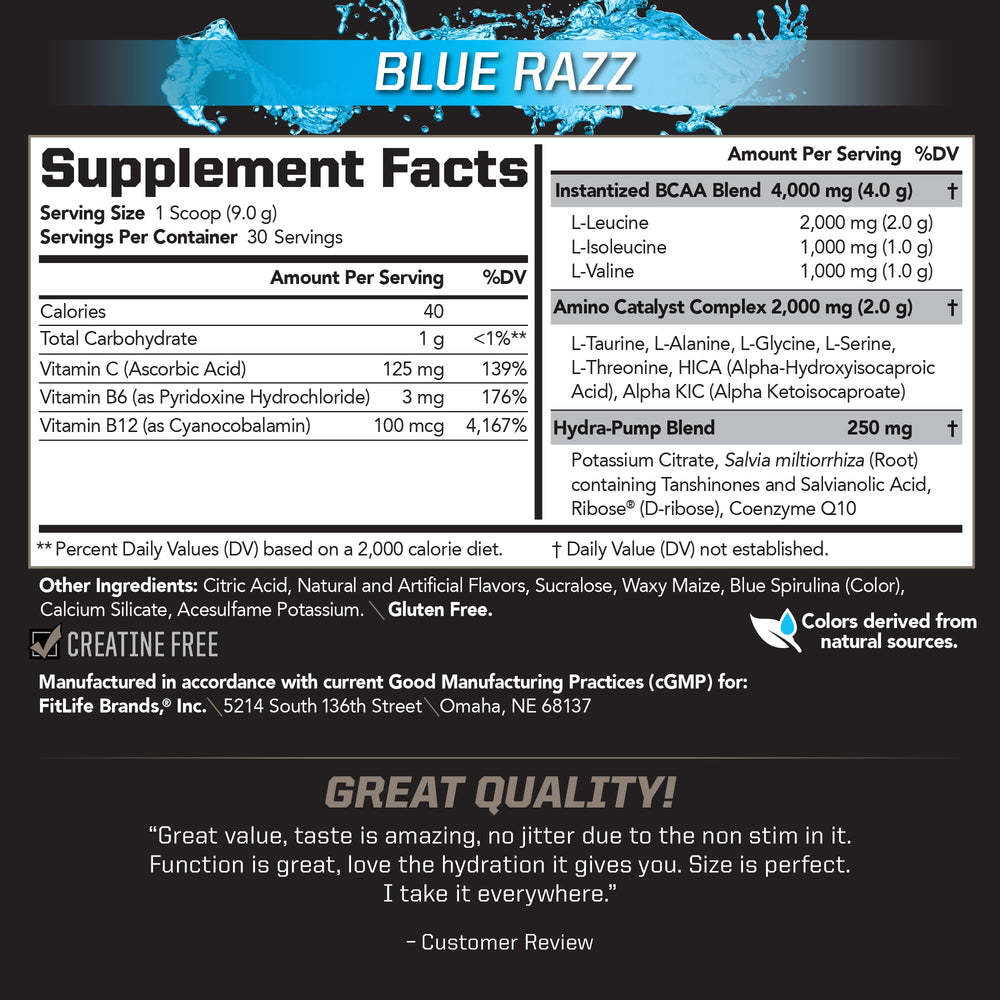 PMD BCAA Blue Razz scoop measuring powder for precise dosing