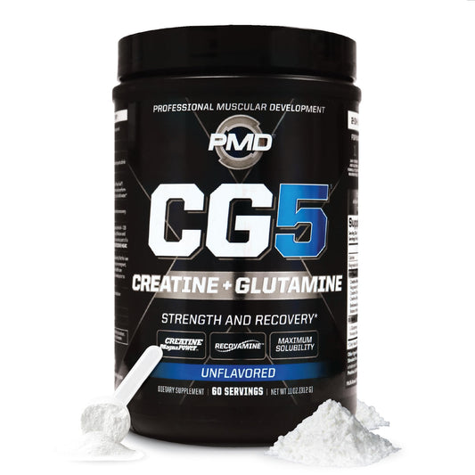 PMD CG5 bottle open showing pre workout energy powder