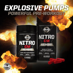 PMD Sports Nitro CM packaging shot communicates easy stacking with other supplements