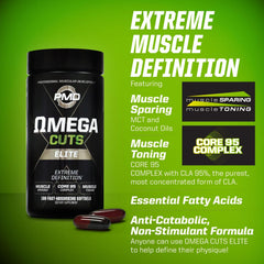 PMD Omega Cuts Elite EFAs visual highlighting essential fatty acids