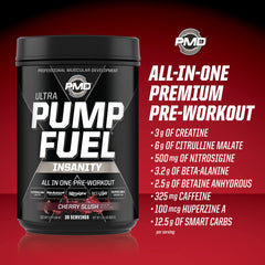 PMD ingredient panel highlights creatine, citrulline malate, beta-alanine, and nootropics