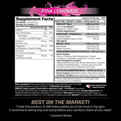 PMD pink lemonade powder container and scoop for precise servings.