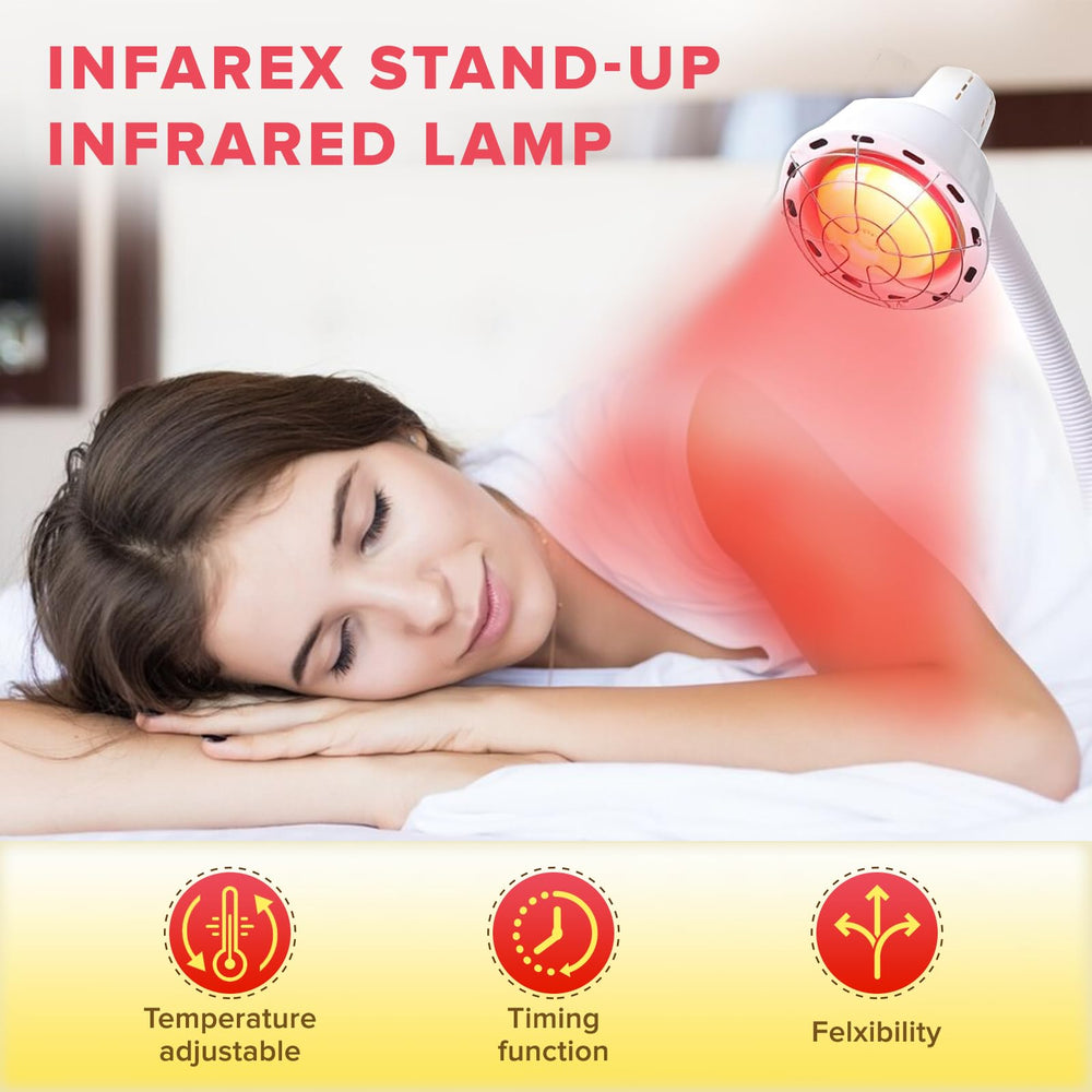 PMT Medical Infarex lamp height adjustment enables precise therapy angles for varied body parts