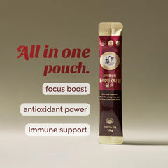 PNBG 6 Year Red Ginseng Shot Gold box with single-pack sachets.