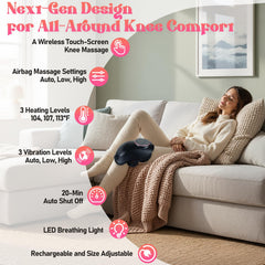 PNZOZO knee massager three airbag modes customize knee compression