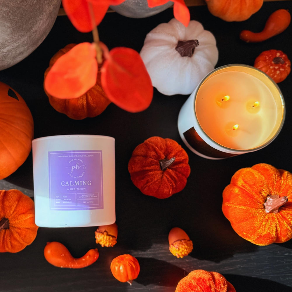 Podaras Home bedroom candle enhances a peaceful night ambiance.