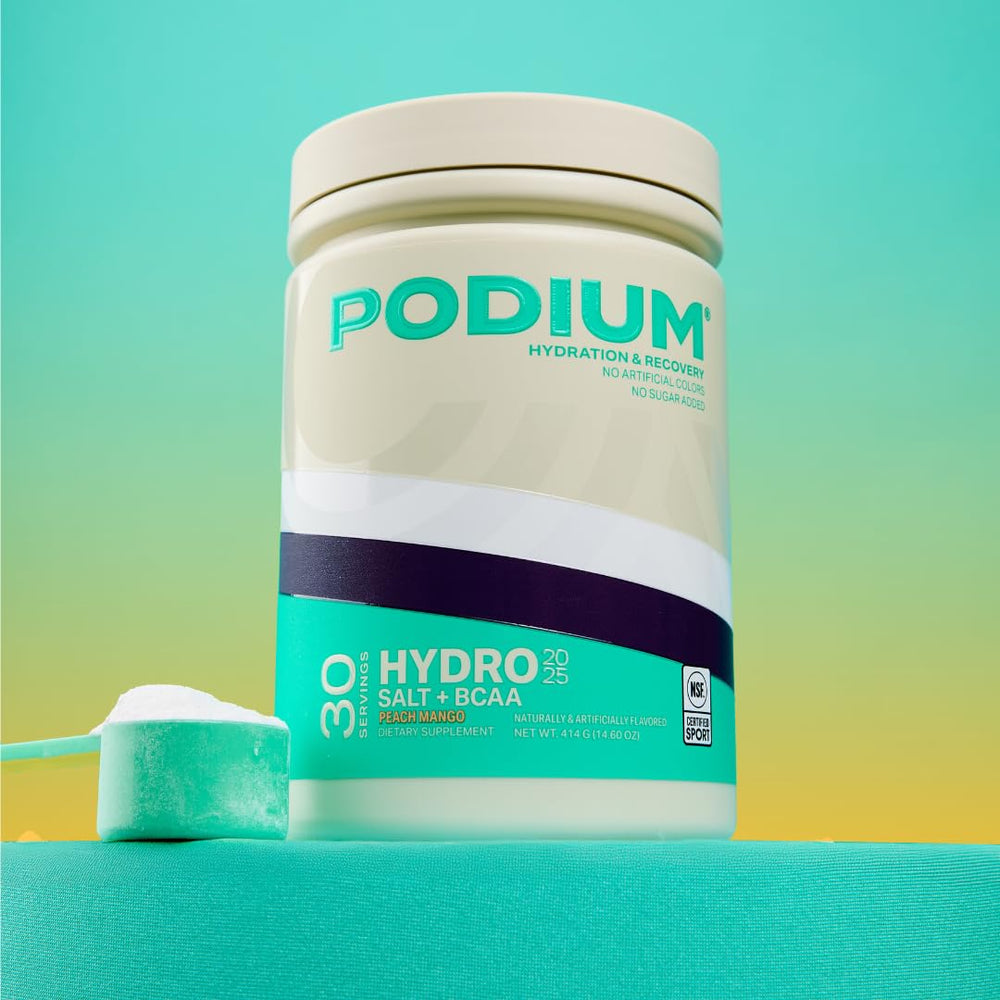 Podium Nutrition Hydro+Salt mixed drink ready for post workout refreshment.