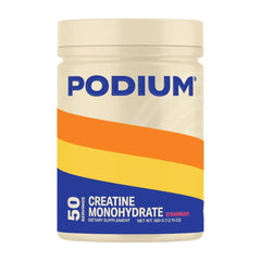 Podium Nutrition Solos creatine monohydrate pink lemonade tub boosts workout energy and recovery.