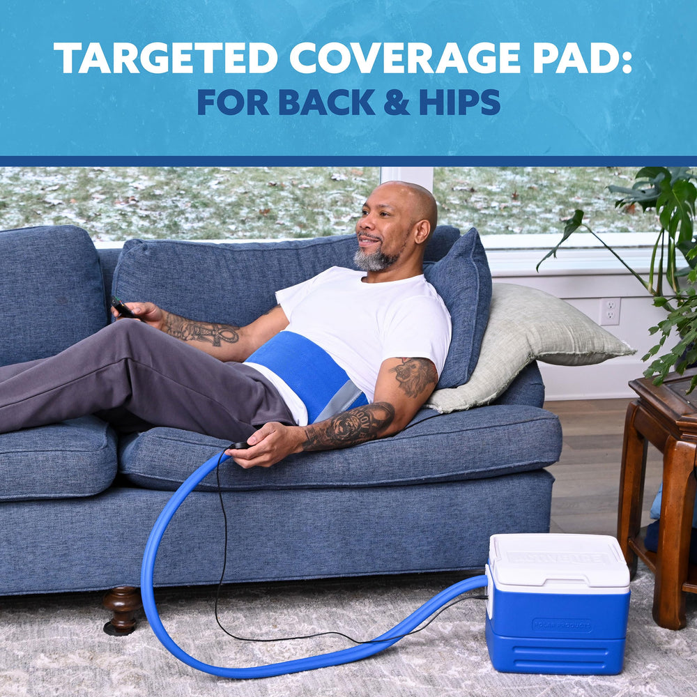 Polar Active Ice 3.0 back therapy pad fits the spine for targeted relief.