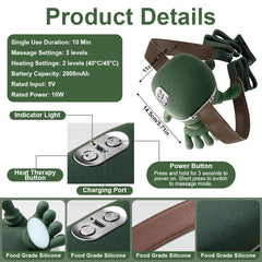 PolaZIA neck massager heat side view worn on shoulders for hands-free use.