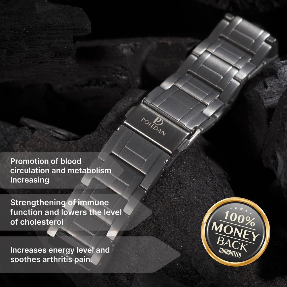POLLDAN bracelet fold-over clasp shown for secure, easy on/off.