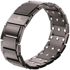 POLLDAN magnetic bracelet for men with 3x power magnets in gunmetal finish, ready for daily wear.