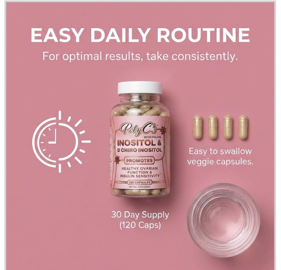 POLYC'S packaging suggesting a daily wellness routine for women