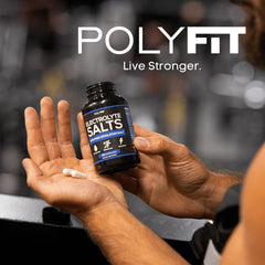 Polyfit Salt Pills athlete using during run demonstrates convenient electrolyte support