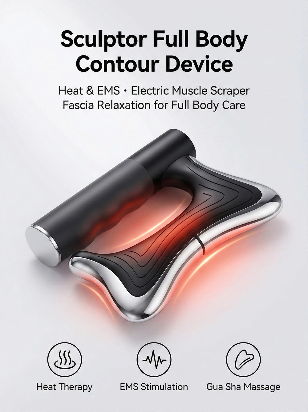 Porston heated muscle scraper tool targeting neck and shoulders for soothing relief.