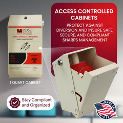 Post Medical 1-quart sharps container case-6 manufactured in the USA.
