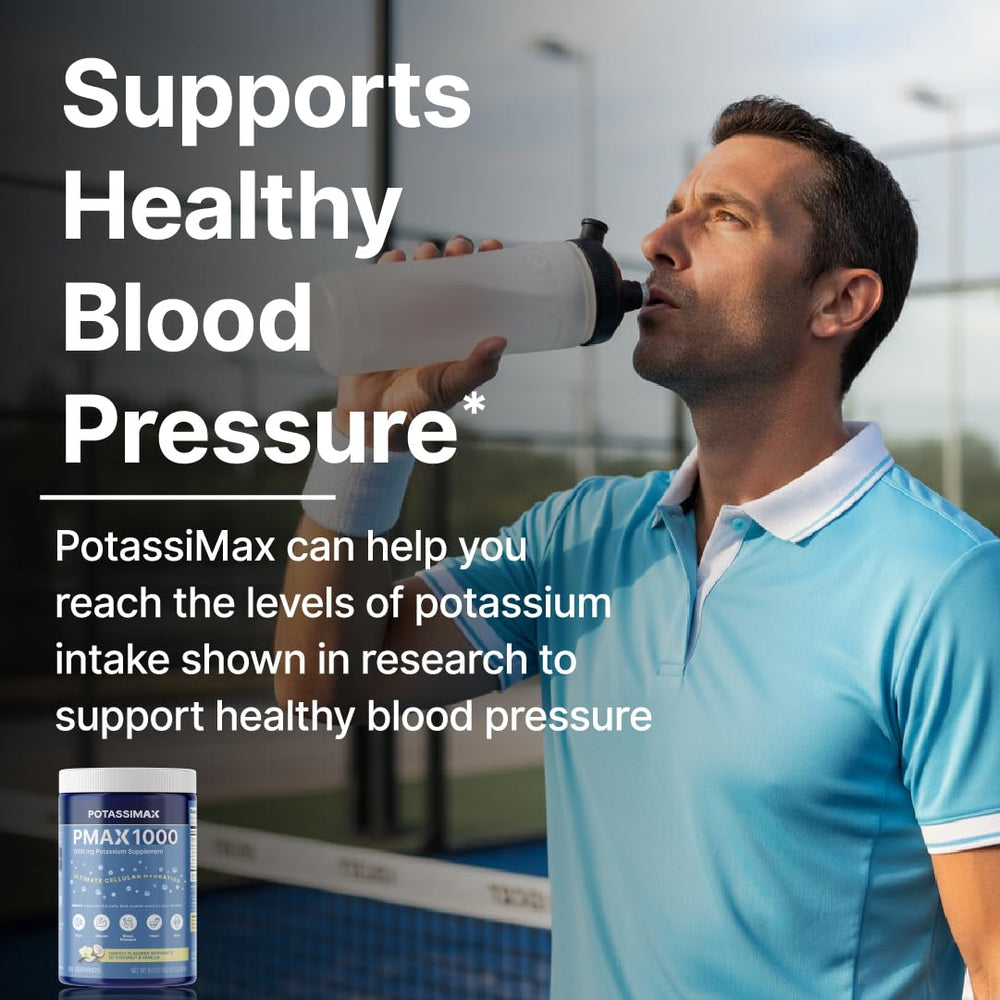 PotassiMax PMAX1000 tub label closeup highlighting four bioavailable potassium forms
