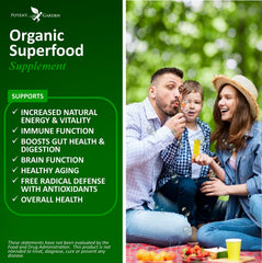 Potent Garden 2-Pack Organic Superfood Greens label highlights organic sourcing and quality.