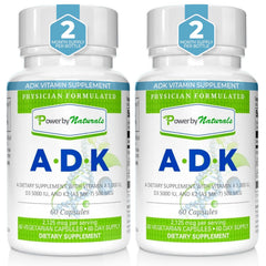 Power By Naturals ADK bottle front shows a high-potency vitamin blend for bone support