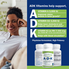 Power By Naturals ADK capsules closeup shows easy-to-swallow daily capsules