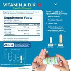 Power By Naturals ADK10 label detail emphasizes gluten-free ingredients.