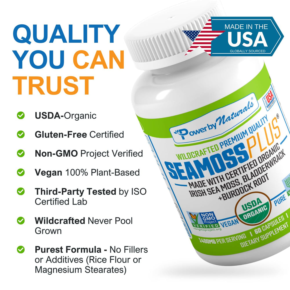 Organic ingredients mix for Power By Naturals Sea Moss Plus