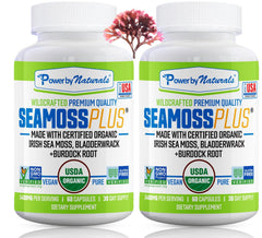 Power By Naturals Sea Moss Plus bottle on display for daily wellness