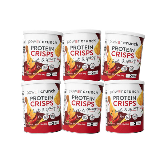 Power Crunch CRISPS Hot & Spicy can front for convenient protein on the go.